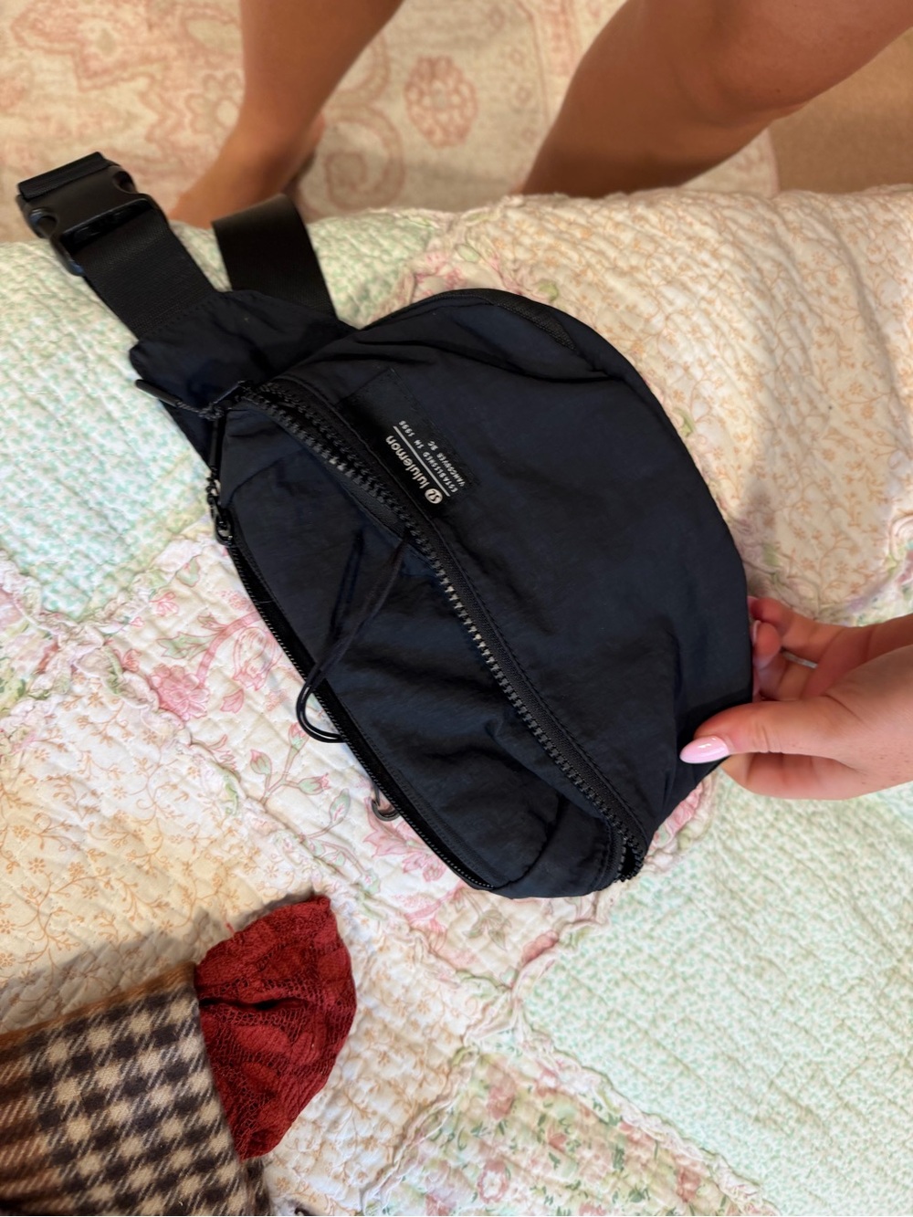 Black Waist Pack Fanny Pack with Front Zipper